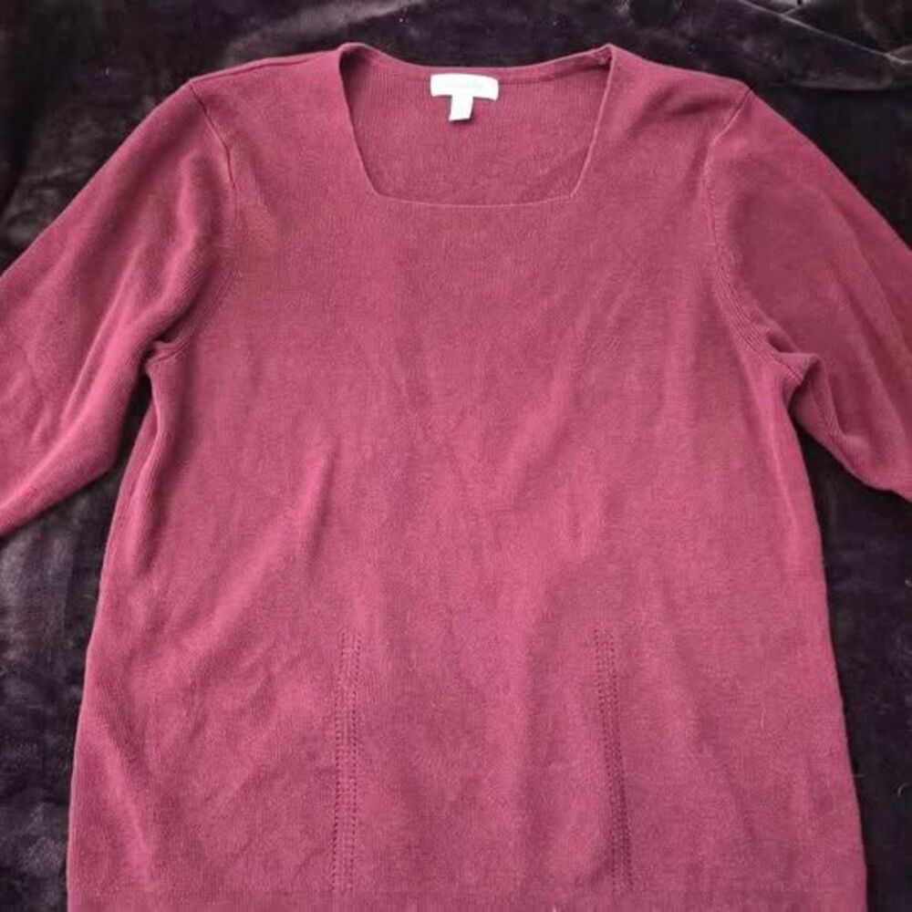 Women's 18/20 Dressbarn Square Neck Maroon Sweater Blouse